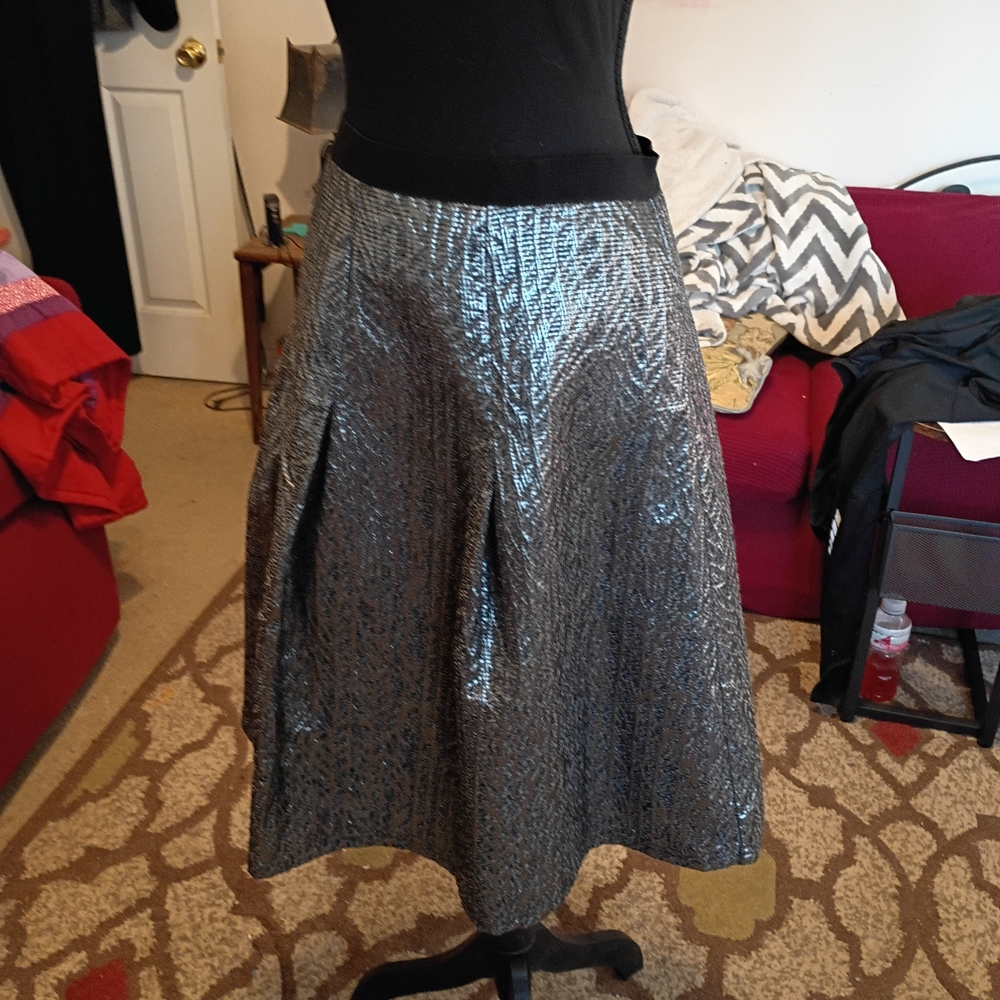 Cato Shimmering Silver A-Line Skirt